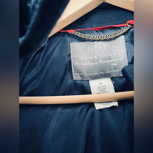 Navy blue jcrew wool coat made in Italy size XS 00 double cloth wool - Picture 9 of 10